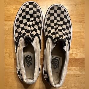 Vans Off The Wall Womens 7.5 Checker Slip On Shoes Sneakers Canvas Used/Ok